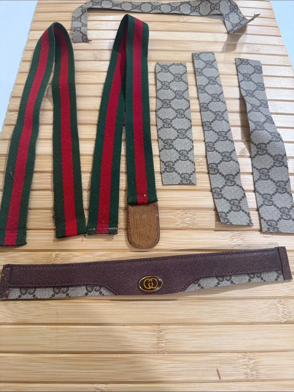 Authentic Gucci Web Straps with Beige GG Canvas Trim 7 pieces project